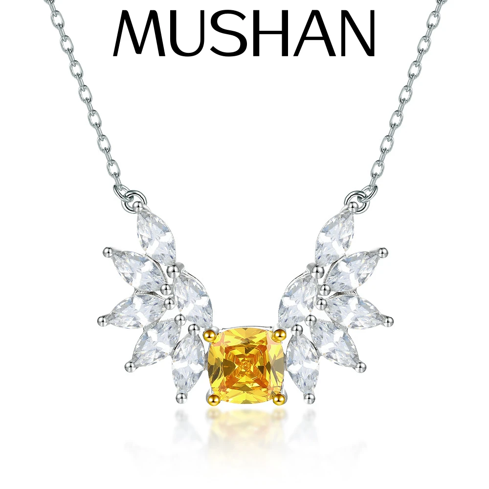 MuShan Luxury Jewelry 925 Sterling Silver Necklace Zircon 5A Infinity Bridal for Girls Real Gold Plated Premium Jewelry Pendant