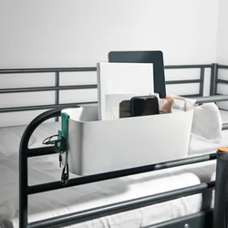Bedside Storage Caddy Magazine Holder with Double Hook Bed Hanging Bag Organizer Box for Phone Crib Bed Rail Headboards Book