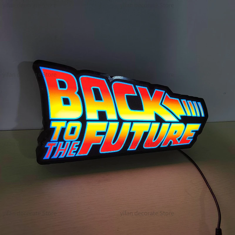 Movie Back To The Future Logo LED Light Box Nightlight Gift 3D Print Desktop Lightbox Custom Wall Decor for Cinema Shop