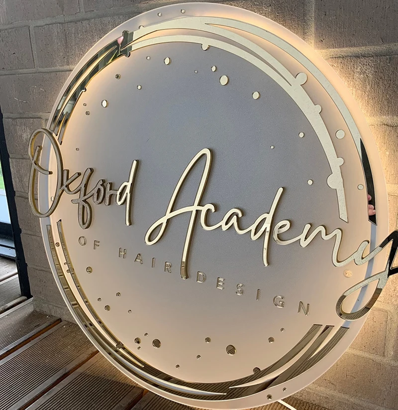 Imagem -03 - Acrílico Logotipo do Negócio Sinais Led Neon Lights Wall Aesthetics Decor Company Name Plaques Beauty Salon Nail Hair Studio 3d