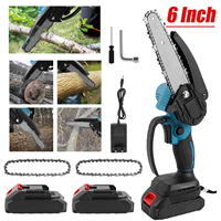 Cordless 6 Inch Mini Chainsaw with 2 Battery,Powerful Electric Chainsaw with 2 Chains for Wood Cutting,Trimming Branch,Courtyard