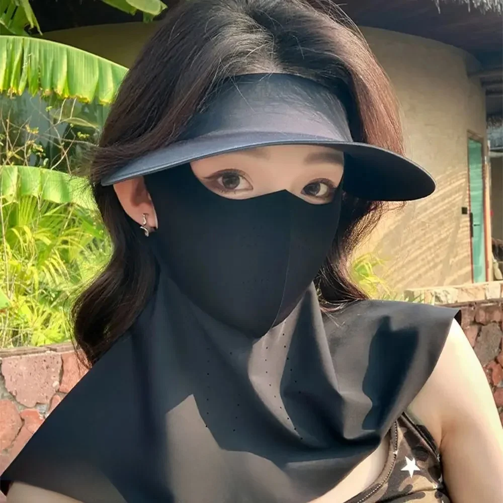 AliExpress NONE Thin Female UV Protection Cycling Breathable Ultra-light Ice Silk Mask Sun Mask Summer Cover Full Face Sunscreen hat