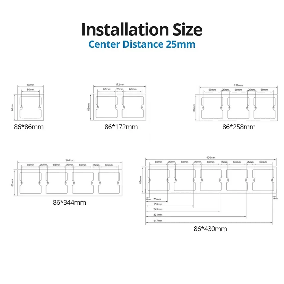 5 Gang Apartment Blocks Rocker Switch Villa Using Bedside Wall Switch Socket Vertical Layout Panel Module Socket Glossy Black - Image 5