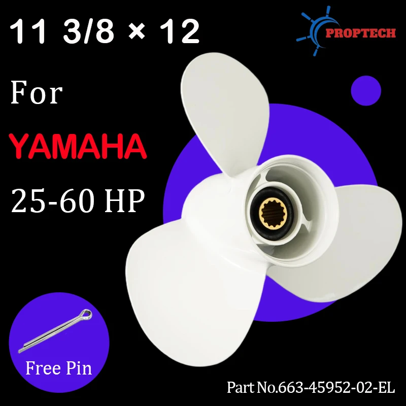 

Outboard Propeller For Yamaha 25-60hp 11 3/8x12 Boat Aluminum Alloy Screw 3 Blade 13 Spline Marine Engine Part 663-45952-02-EL