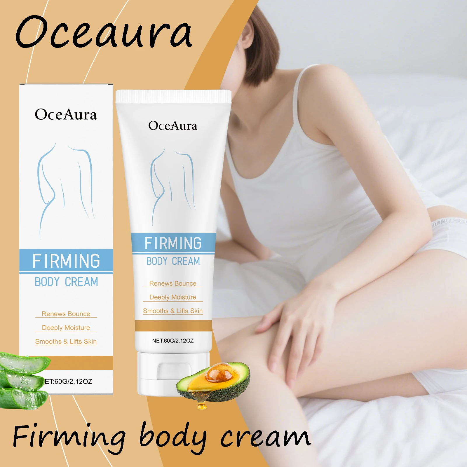 Oceaura Feuchtigkeitsspendende Körpercreme, nährend, verbessert die Elastizität der Haut, reduziert Trockenheit, lindert trockene, straffende, strahlende Körperlotion