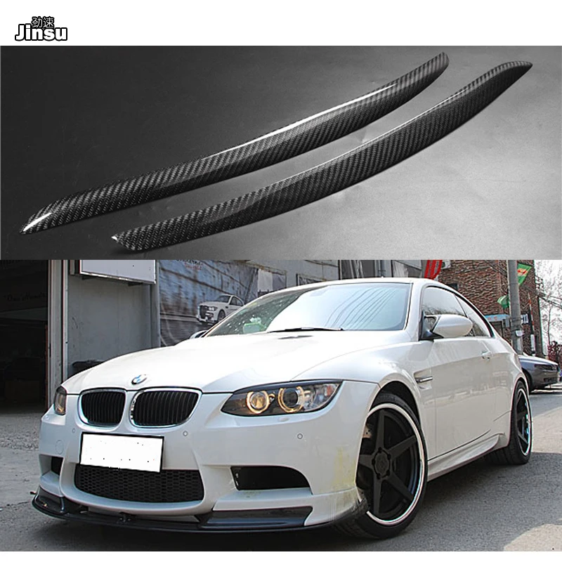 

Carbon Fiber Decoration Headlights Eyebrows For BMW 3 Series Coupe E92 E93 2006 - 2008 E90 M3 Fiber Glass Primer Eyelids Cover