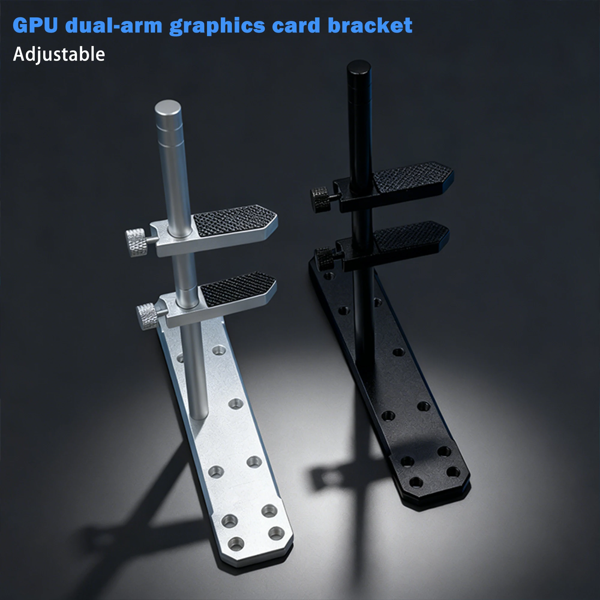 Computer Case GPU Dual-Arm Graphics Card Bracket, Adjustable Support Frame, Vertical Jack Universal Stable Load-Bearing Bracket