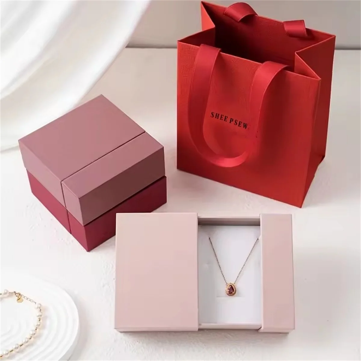 

24/50/100pcs High-end bracelet packaging; niche earrings, rings, necklaces; jewelry display and storage box; custom pull-out gif