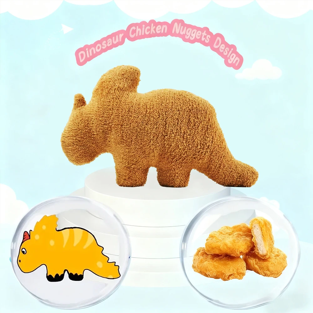 Nowa Urocza Pluszowa Zabawka Dinozaur Kurczak Nugget, Kreskówkowy Dinozaur Kurczak Nugget, Poduszka, Prezent Urodzinowy dla Dzieci, Dekoracja Domu