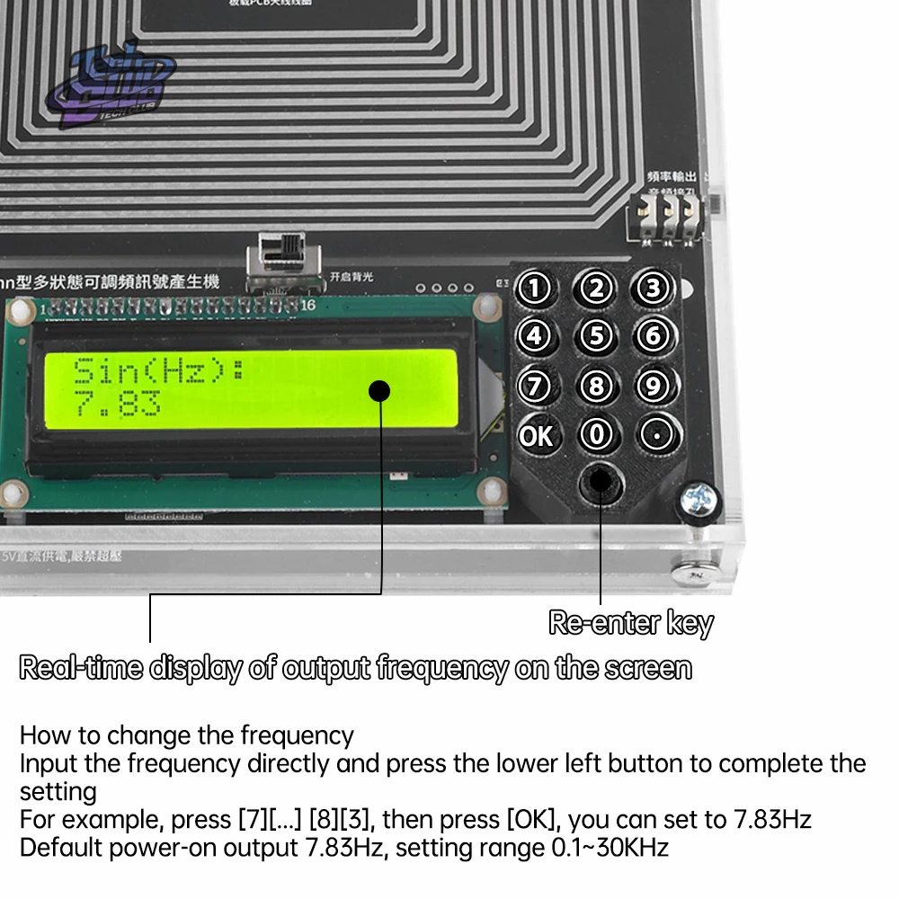 Imagem -06 - Ressonador Schumann Gerador de Ondas de Pulso de Frequência Ultra Baixa Ressonador Áudio 01hz30000hz 783hz