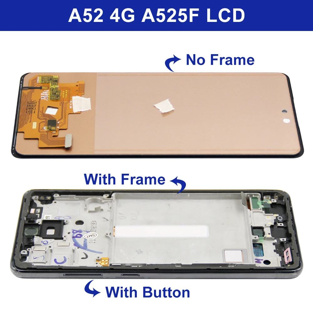 For Samsung A52 4G LCD Display Touch Screen with Frame, For Samsung SM-A525F A525F/DS Display Replacement