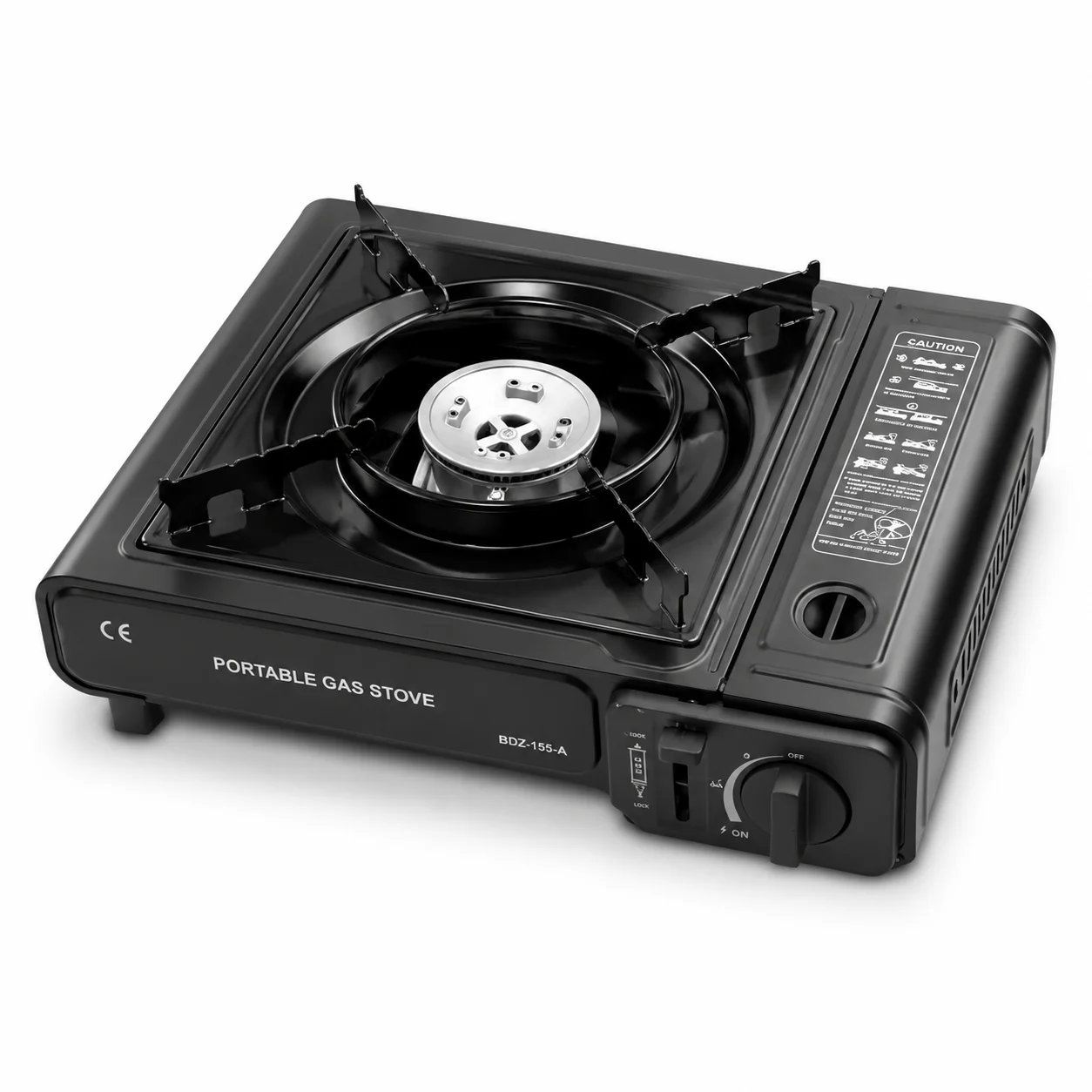 Tragbarer Butan-Gaskocher Einzelbrenner Campingkocher Outdoor-Kochgerät mit Piezo-Zündung für Picknick BBQ Reisen