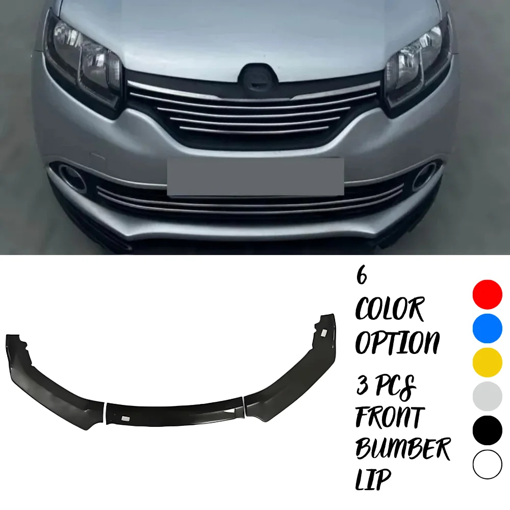 3 Pcs Front Bumper Lip For Renault Symbol 2013-2016 Body Kit Car Accessories Spoiler Splitter Diffuser Sport Bumper Exterior