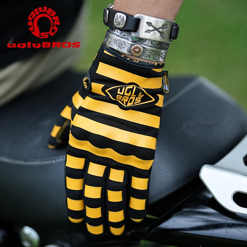 

UGLYBROS гоночные перчатки из натуральной кожи для мотоциклов, мужские перчатки для мотокросса, сенсорный экран с полным пальцем, вождение на открытом воздухе, Guantes Moto