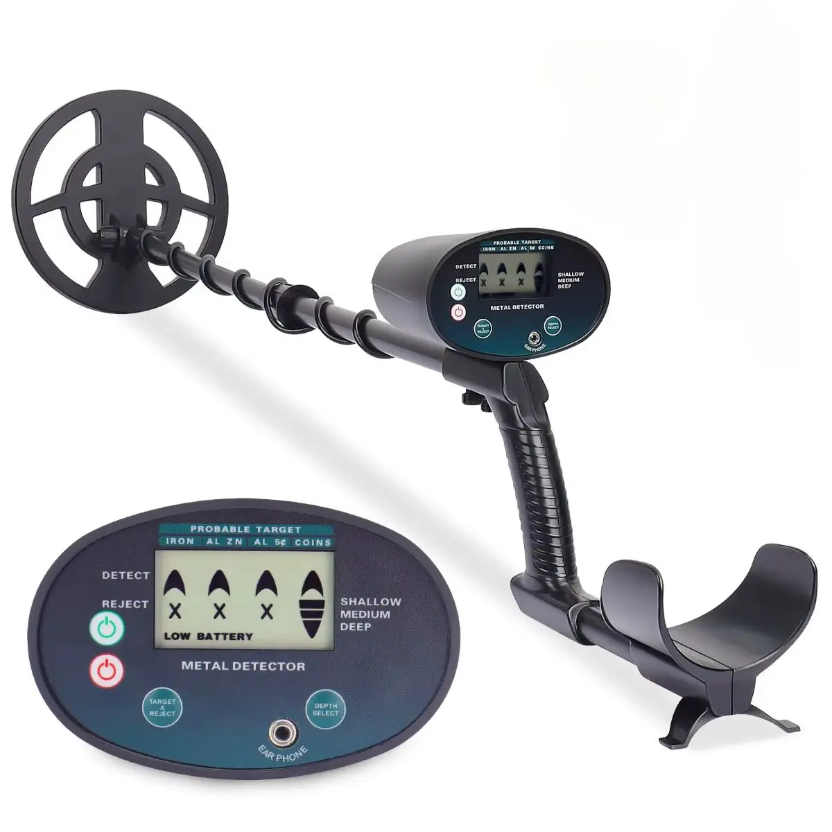 High Sensitivity Metal Detector with Multiple Operation Modes, Adjustable Stem and Sensitivity for Coin and Jewelry Hunting