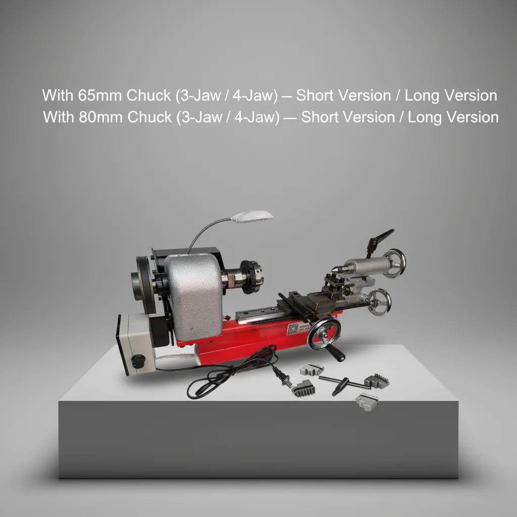LY Desktop Mini Lathe DIY moLathe 200/50mm Machining Length 65/80mm 3/4Jaw Chuck Option for DIY Art Jade