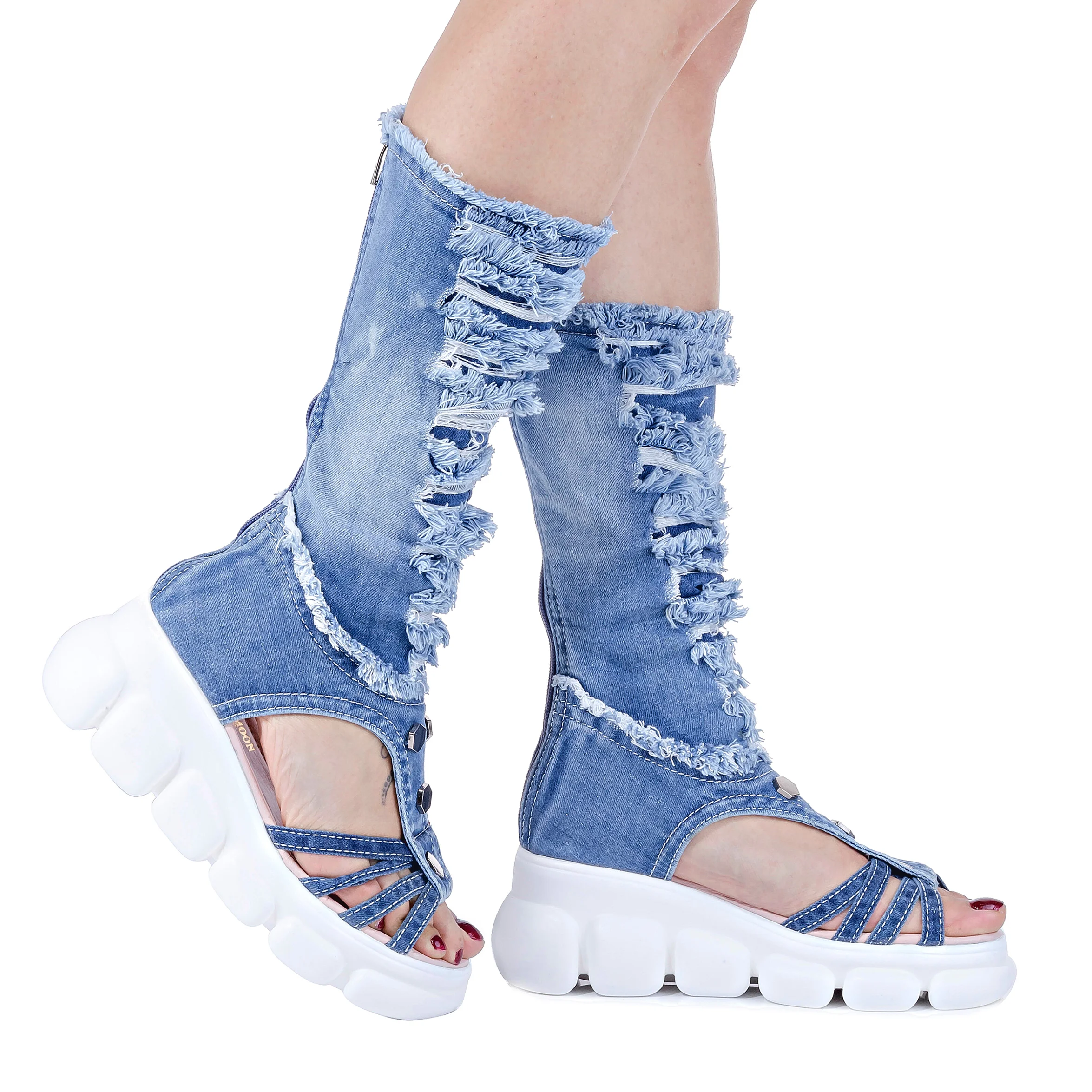 Denim Shoes Blue Denim Boots Women\'s Sports Shoes