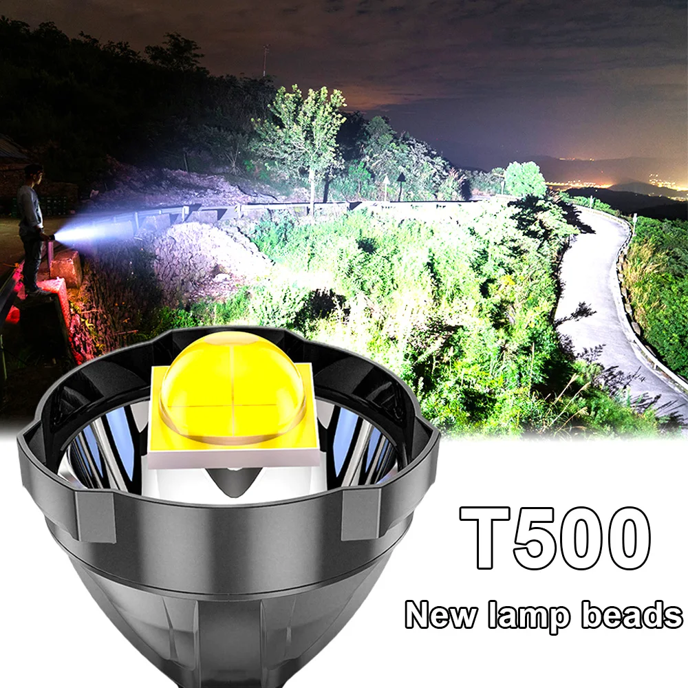 Super T500 najbardziej potężne latarka LED akumulatorowa lampa LED latarka XHP90 100000LM latarka o dużej mocy 18650 taktyczne latarnia