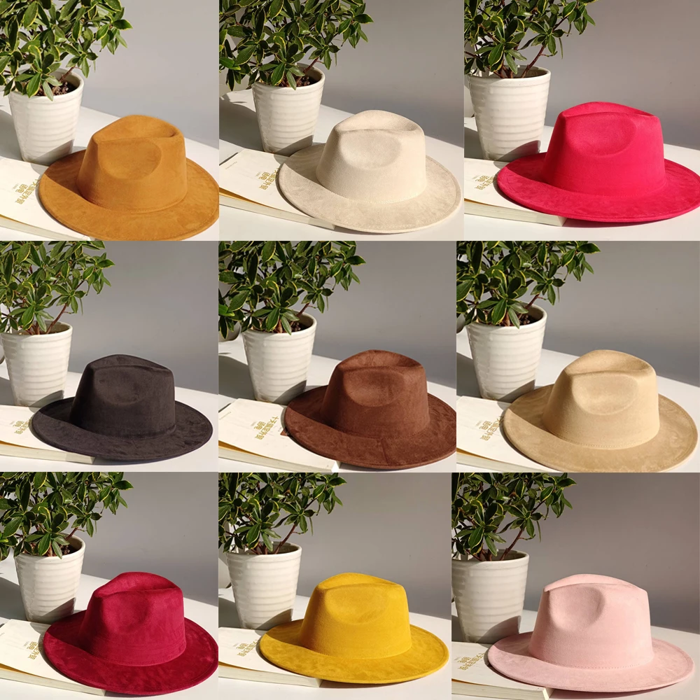 

LIDHAY Western Style Suede Hat, Unisex Wide Brim Fedora Hat, Felt Panama Hat, Rancher Hat LIDHAY Western Style Suede Hat, Unisex