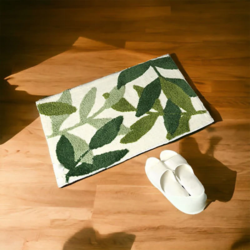 Simple Leaves Elegant Rug Gift Handmade Non-Slip Soft Plush Absorbent Decoration Carpets Suitable for bedroom and bathroom