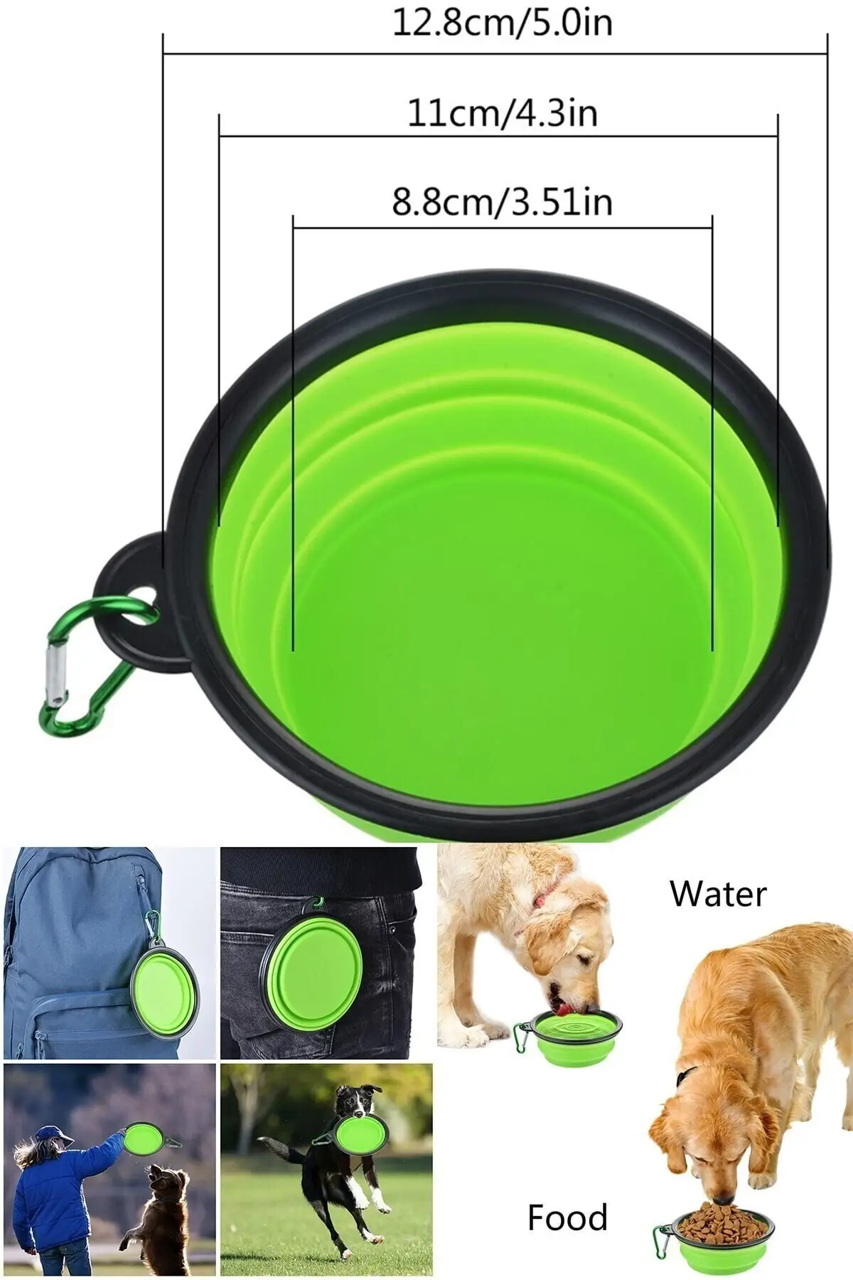 1000ml Large Collapsible Dog Pet Folding Silicone Bowl Outdoor Travel Portable Puppy Food Container Feeder Dish Bowl