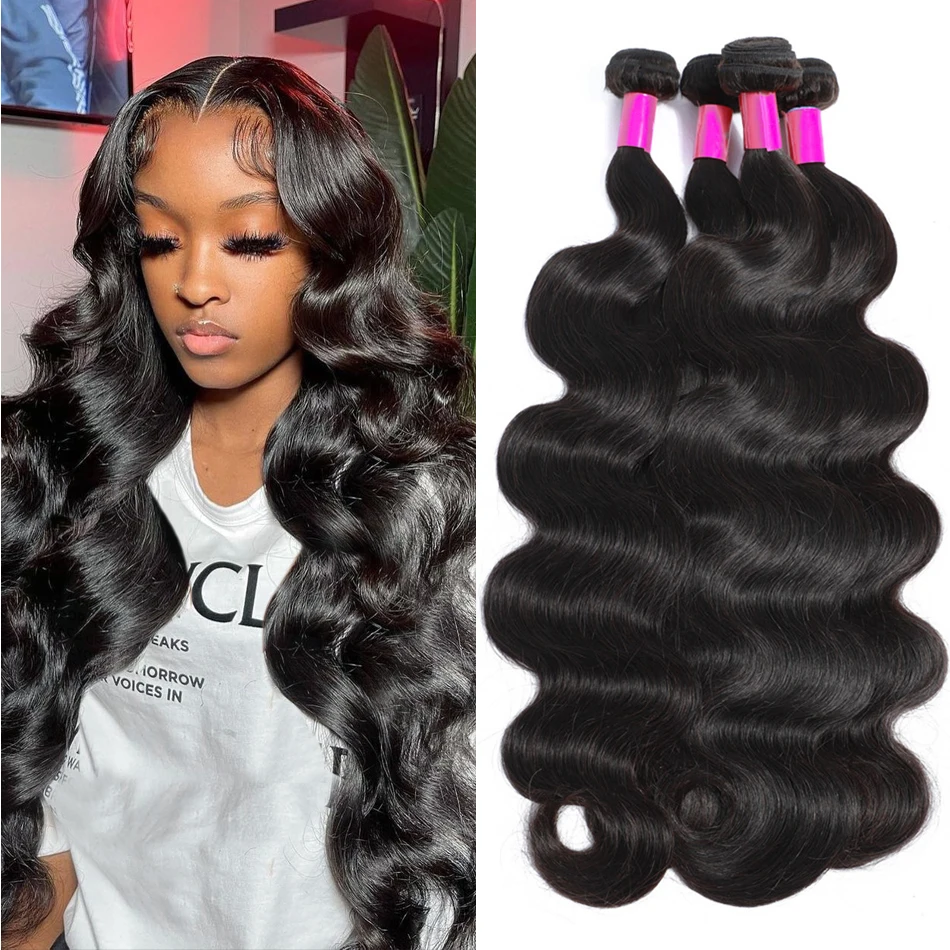 

12A Body Wave Bundles Brazilian Hair Weave Bundles 1/3/4 PCS Human Hair Weave Natural Black Double Draw Raw Remy Hair Extensions