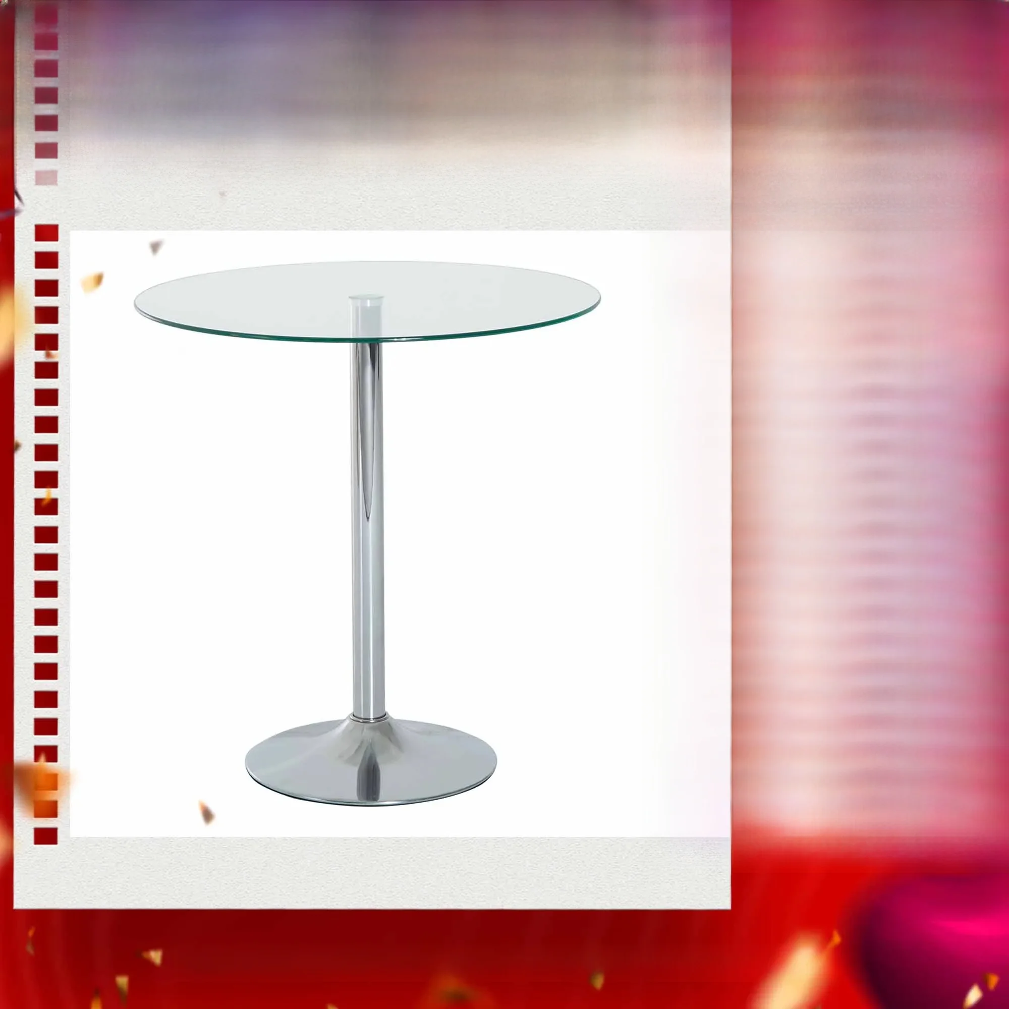 HOMCOM Round Dining Table Bistro Pub Counter w/ Tempered Glass Top for Kitchen