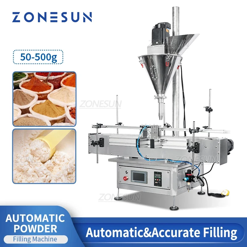 ZONESUN ZS-FM3A 50-500g Automatic Powder Auger Metering Filling Machine 6L Hopper Soybean Meal Flour Milk pepper Chili powder