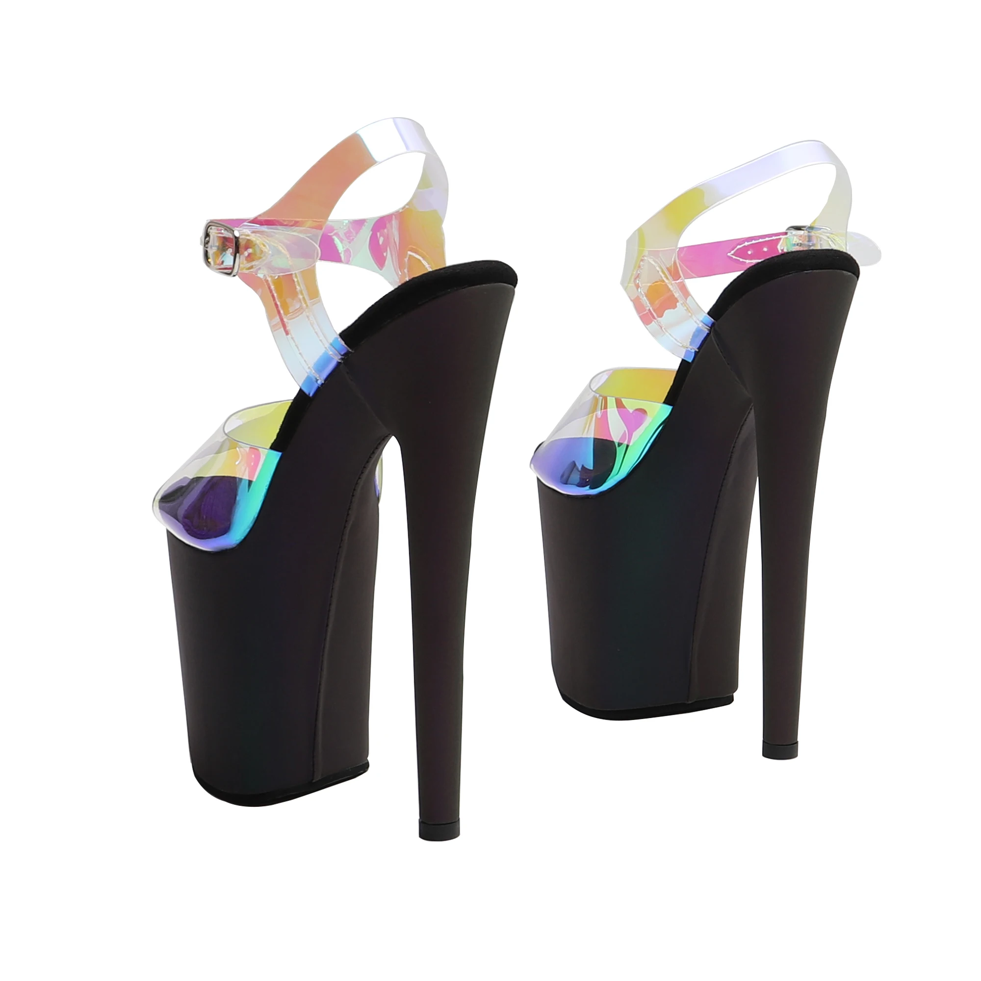 WUXIN H&P صندل نسائي بكعب غريب ومنصة ستيليتو للرقص مقاس 8 بوصات