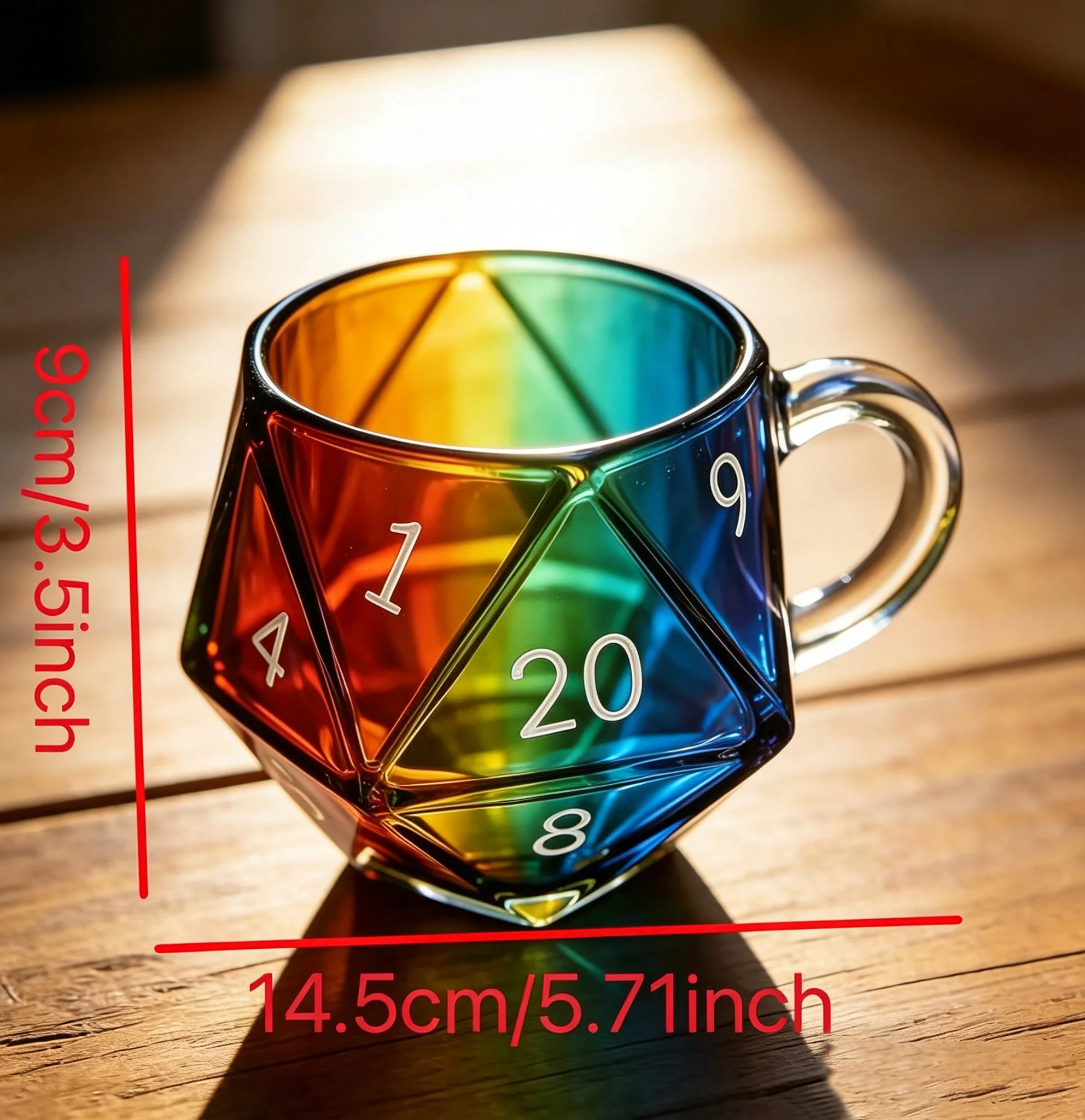 1Pcs D20 Gradient Glass Mug Dice Coffee Cup for Game Lovers Kitchen Decor Party Table Hot Cold Drink Valentine Gift