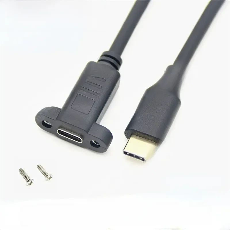Przedłużacz USB C męski na żeński z otworem na śrubę Przedłużacz danych Przedłużacz USB 3.1 typu c ze śrubą do montażu panelowego — zdjęcie produktu 7