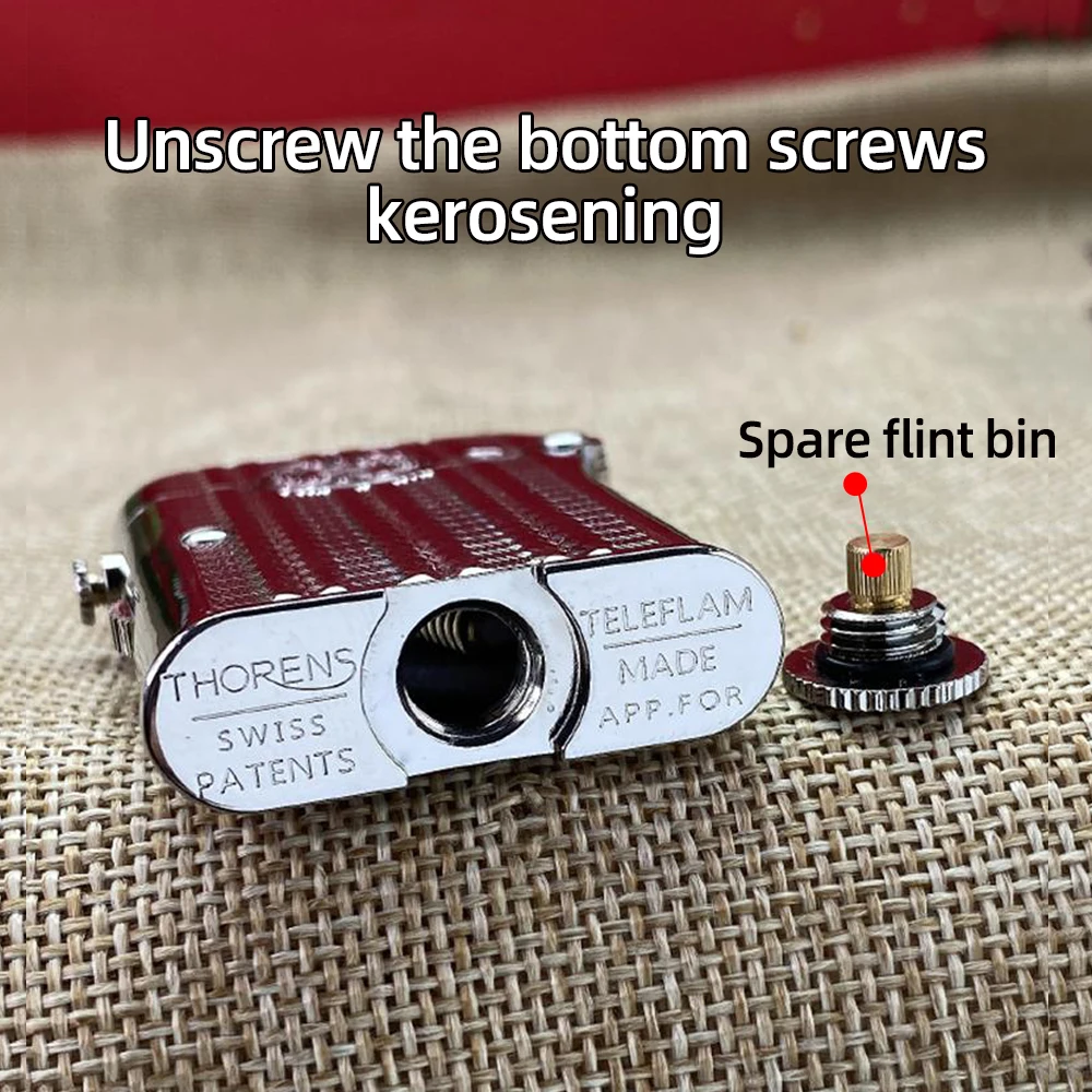 THORENS-Teleflam Pocket Lighter, Vintage Single Claw Bottom, Fuel Screw, Retractable Pipe Lighter, Unique Gifts for Him and Her,