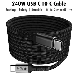 Cabo USB-C para USB-C de 240 W, carregamento rápido PD 3,1, compatível com 140 W/100 W/60 W, iPhone 15 Pro Max, MacBook Pro, Galaxy S24