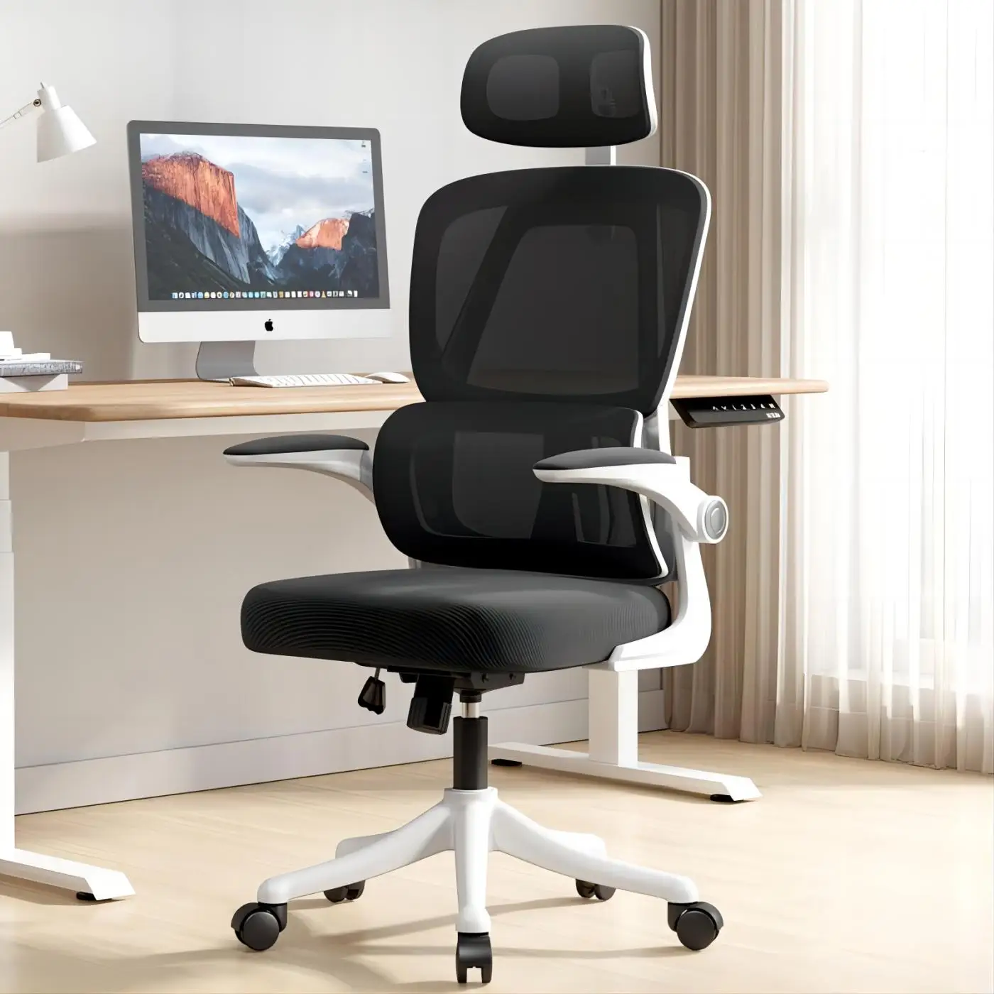 Büro-Schreibtischstuhl, ergonomische drehbare Lendenwirbelstütze