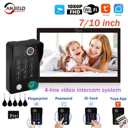 ANJIELO Tuya WiFi 5-in-1 Fingerprint Unlocking Video Intercom System, Suitable For Homes, With 1080P HD Security Protection