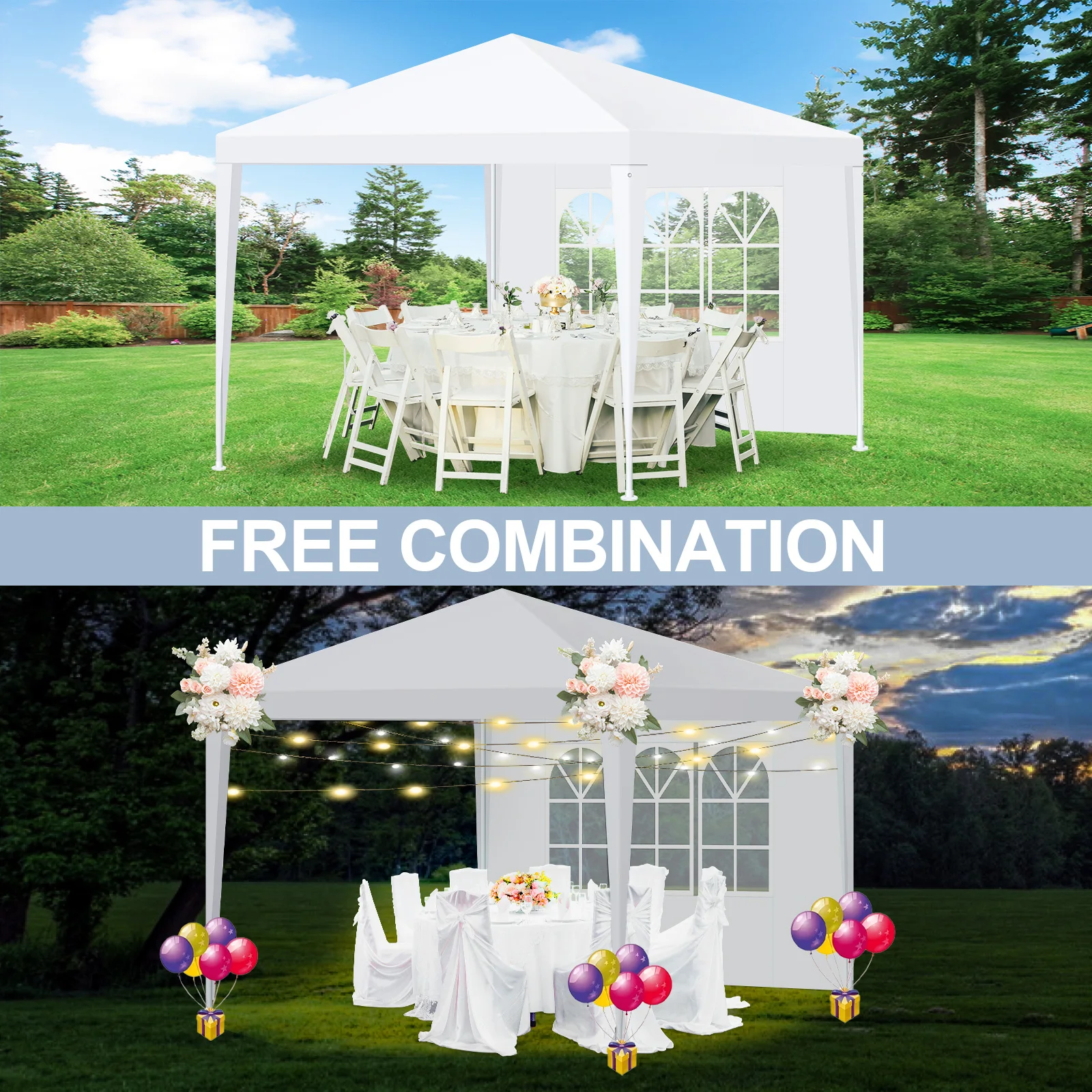10x30/10x20/10x10ft Canopy Party Tent With Removable Sidewalls Outdoor Event Tent Awning For Weddings BBQ Parties Patio Camping Gazebo Shelter Carpas Waterproof UV Protection White