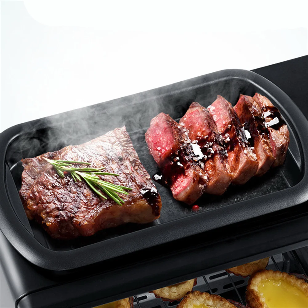 ماكينة إفطار متعددة الوظائف 3 في 1 بقوة 220 فولت، محمصة صغيرة لفرن المطبخ المنزلي وصانع القهوة، للكعك والنقانق وشرائح اللحم