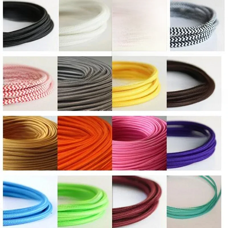 2*0.75mm Vintage pleciony drut miedziany kabel DIY lampa wisząca przewód elektryczny pleciony żyrandol głowica lampy pleciony czarny/biały/czerwony — zdjęcie 2