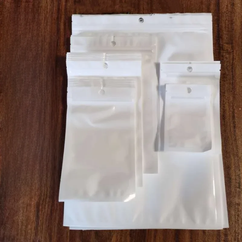 50 Stks/partij Wit Mobiele Telefoon Datakabel Accessoires Seal Zak Transparant Plastic Retail Verpakking Poly Zakjes Rits Lock Bag - afbeelding 2