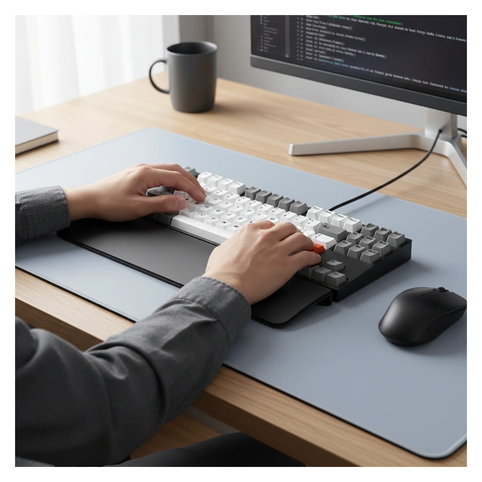 Keyboard Wrist Rest Pad with Cleaning Tool Kit Nonslip Hand Wrist Rest Keycaps Puller for Headset Screen Computer Earbuds Phone