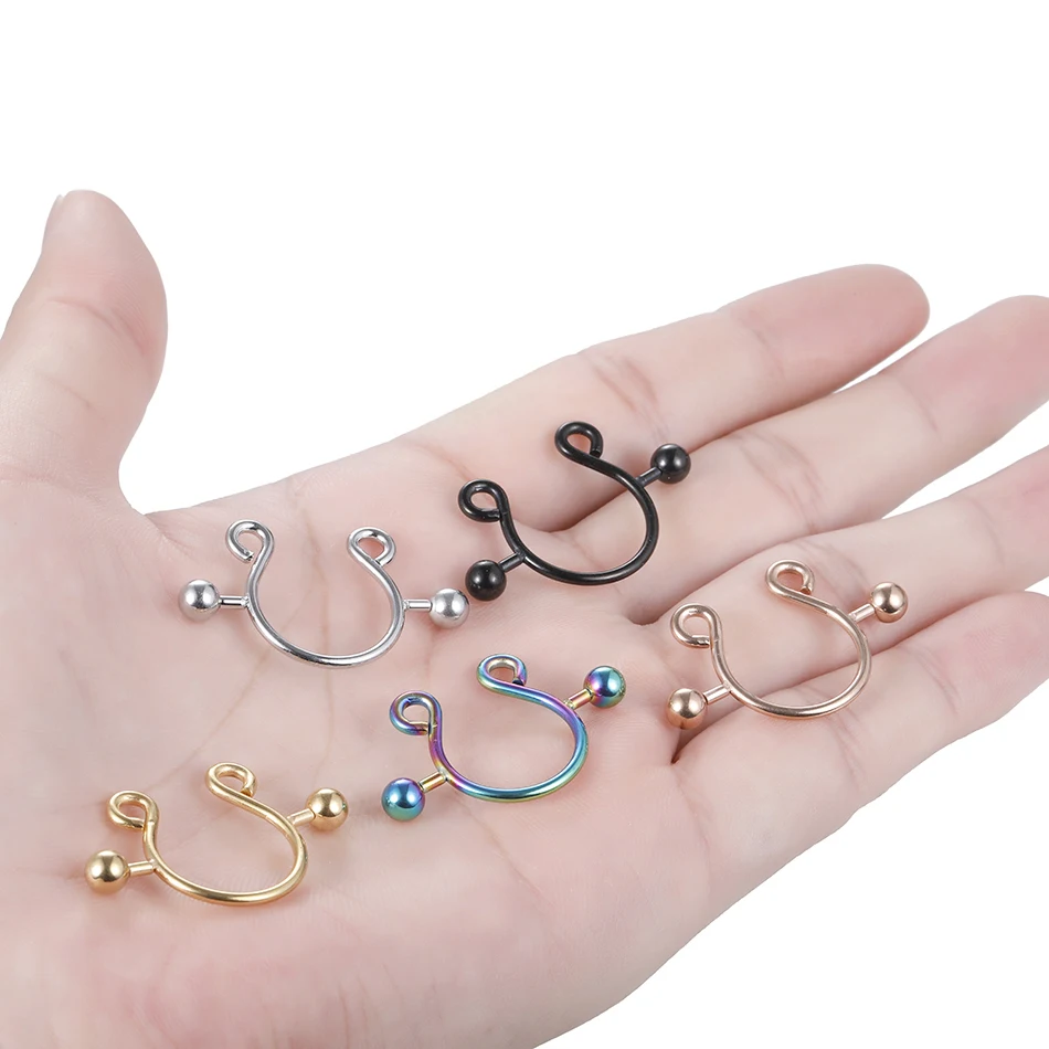 2PCS Sexy Fake Nipple Piercing Jewelry For Women Nipple Rings Stainless Steel Non Piercing Nipple Rings Accesorios Para Mujer