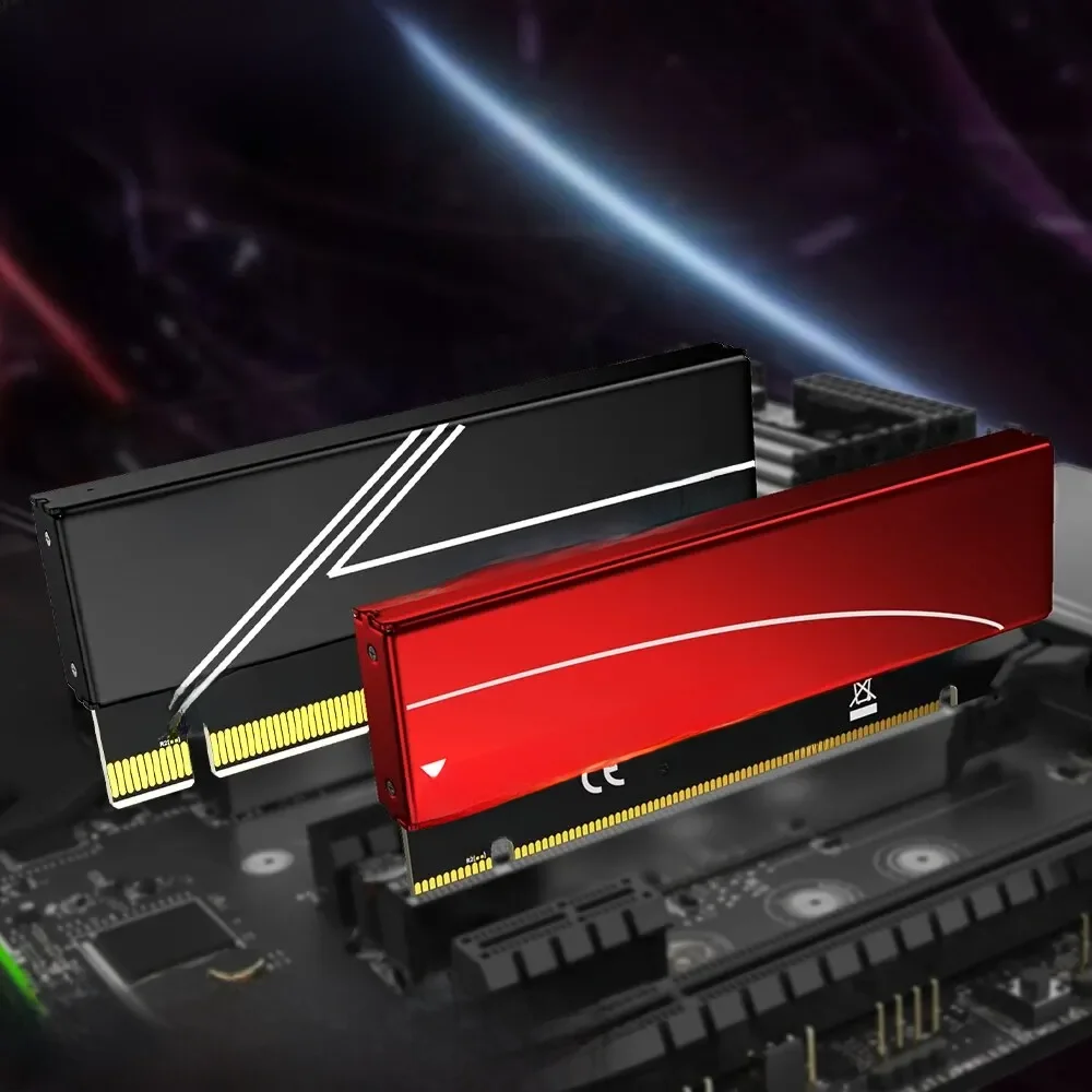 Adapter JEYI M.2 NVME do PCIE 4.0 X16, karta rozszerzeń PCIe X16 Gen4 z aluminiową obudową radiatora, do Samsung 980 PRO, 970 EVO — zdjęcie 2
