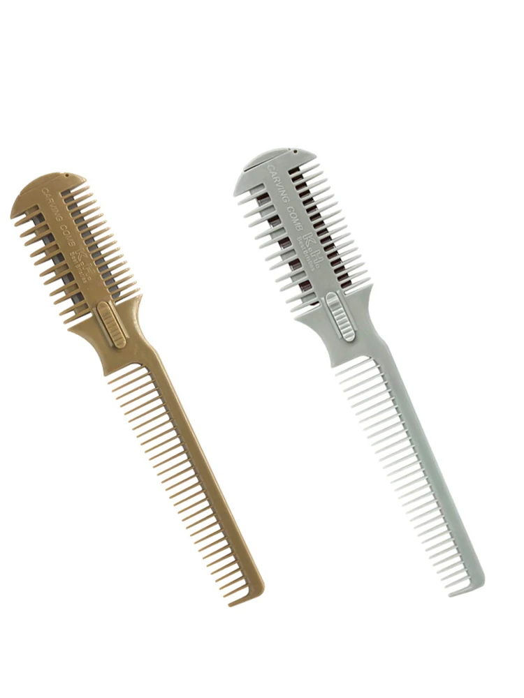 1pc 3 Sides Hair Razor Comb With 2 Removable Blades Cutter Cutting Thinning Shaper Haircut Trimmer Wide Teeth Styling Tool