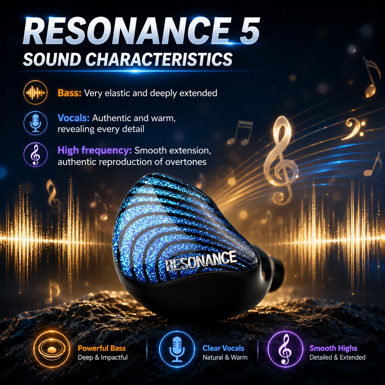 ERAND RESONANCE 5 2DD+2BA+1MP ハイブリッド IEM 有線 HIFI インイヤーイヤホン 5 ドライバー 5 チューブ 5 ウェイ モニター ヘッドフォン イヤフォン