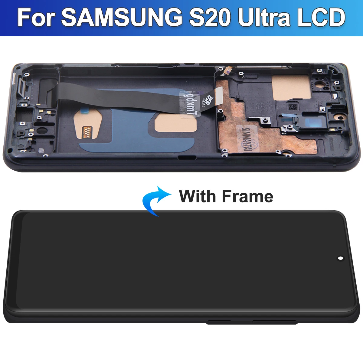 Display For Samsung S20 Ultra Replacement, For Samsung S20 Ultra 5G G988 G988B G988B/DS LCD With Frame Touch Screen Digitizer