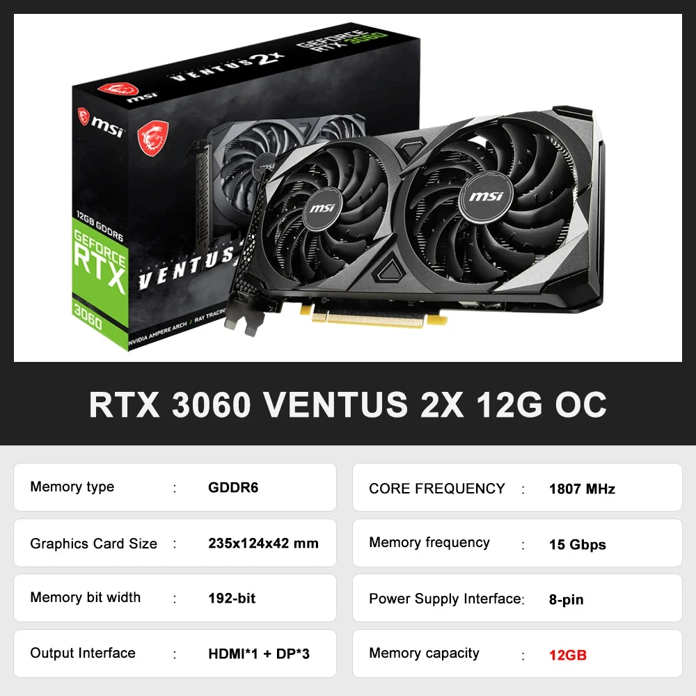 Б/У RTX 3060 RTX 3060 Ti GAMING 8G Графическая карта 256 бит 8 ГБ 12 ГБ GDDR6X RTX3060 GDDR6 192 бита Видеокарты placa denih