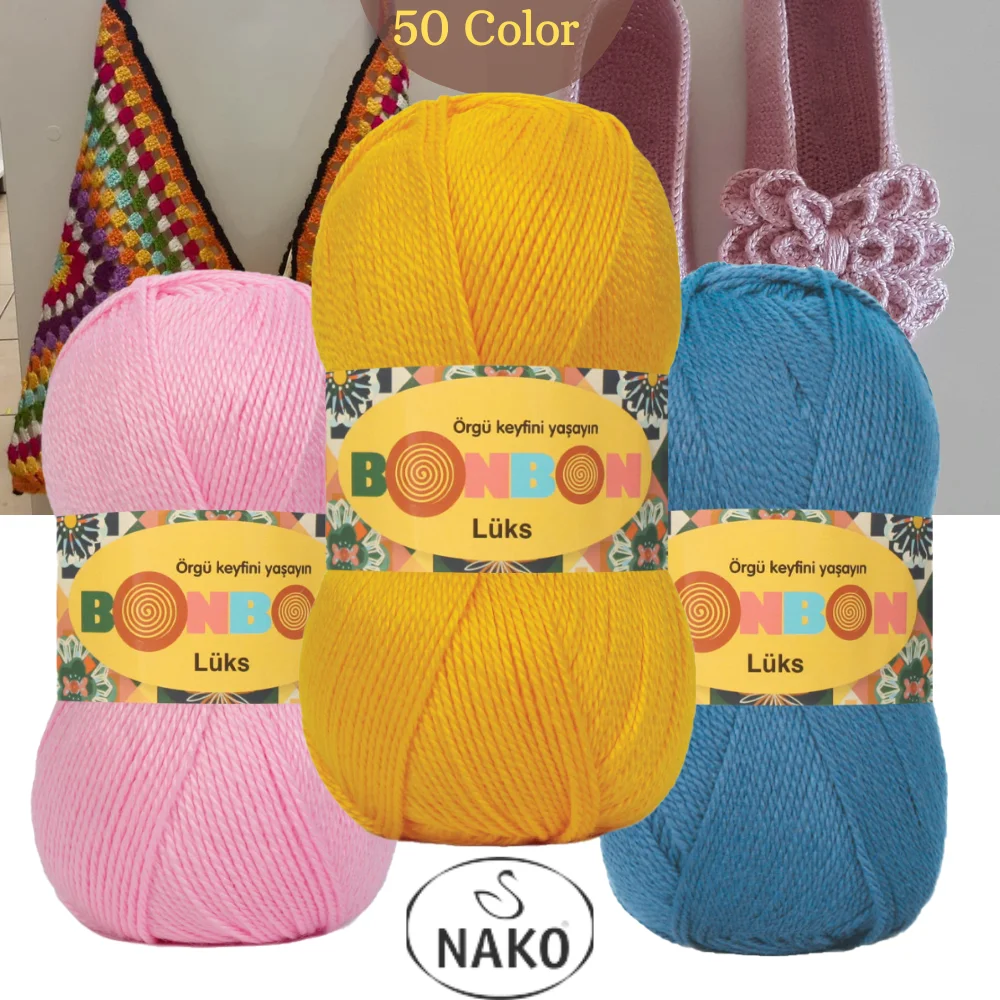 Nako Bonbon Lüks Hand Knitting Yarn, 100 Grams Of 240 Meters, 50 Color, Acrylic, Yarn, Bedspread, Blanket, Shawl, Top Clothes, Home Decoration, MADE