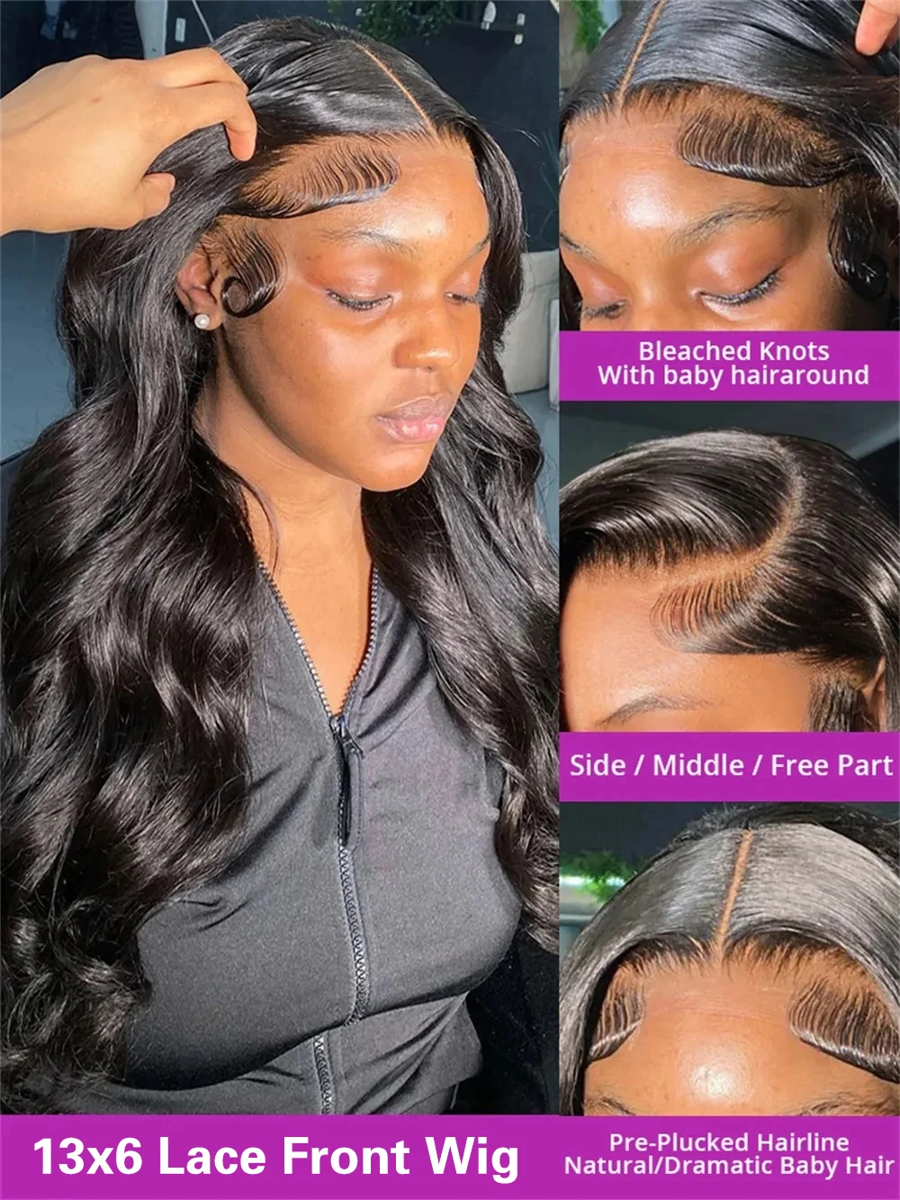 40インチ ボディウェーブ レースフロントウィッグ 人毛 13x4 HD透明レースフロントウィッグ 女性用 フロントウィッグ 人毛 200%密度