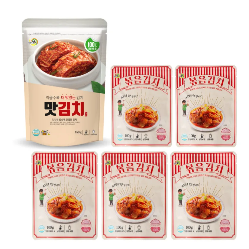 Japanese-American flavored kimchi 80g(4 packs) + stir-fried kimchi 100g(4 packs)-Travel camping side dish lunch