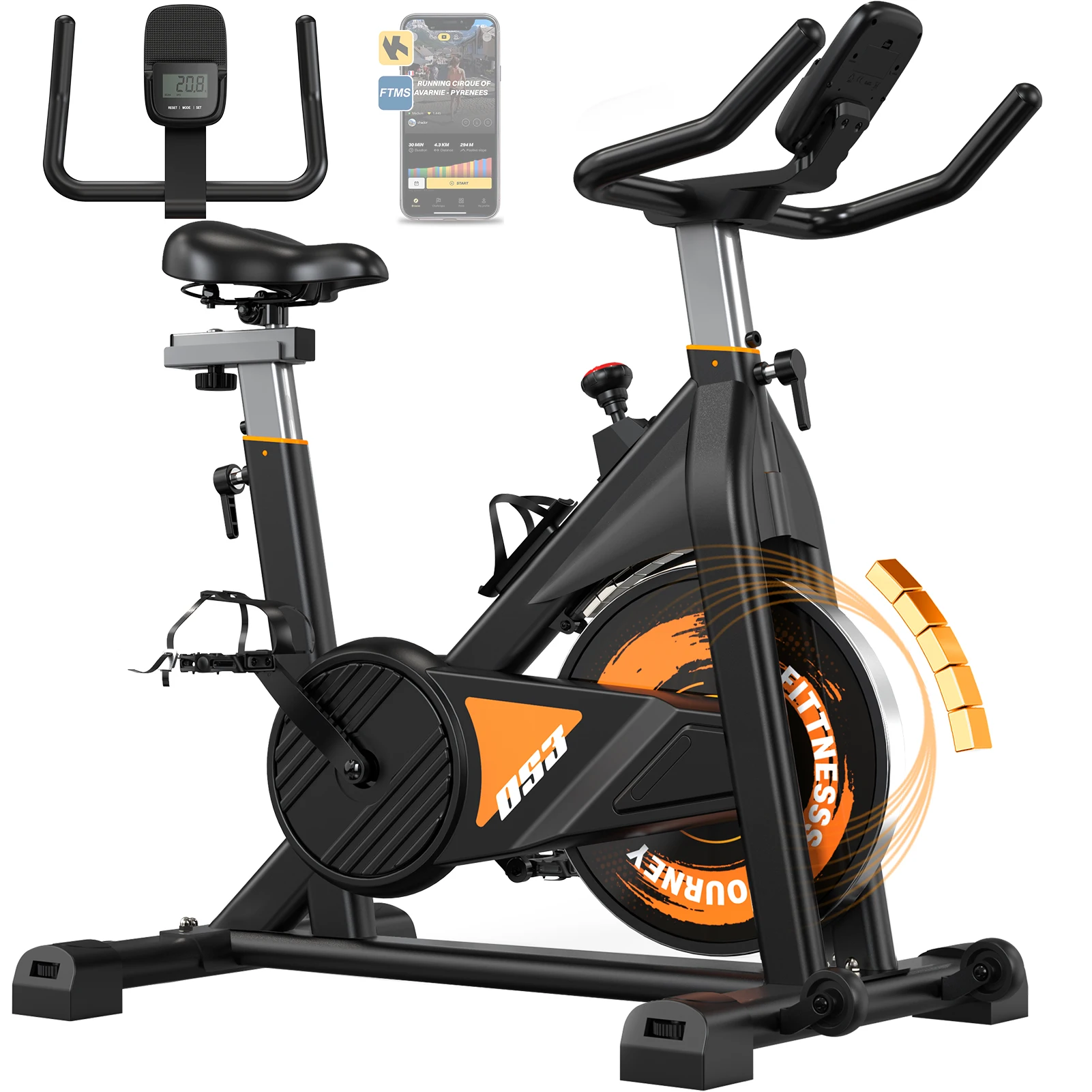 Fysiq Os3 Magnetisches Heimtrainer – Leises Indoor-Fitnessfahrrad mit LCD-Display, Bluetooth und einstellbarem Widerstand